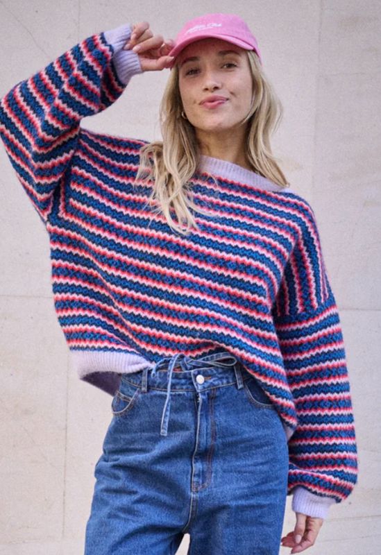 Pull rayé multicolore oversize