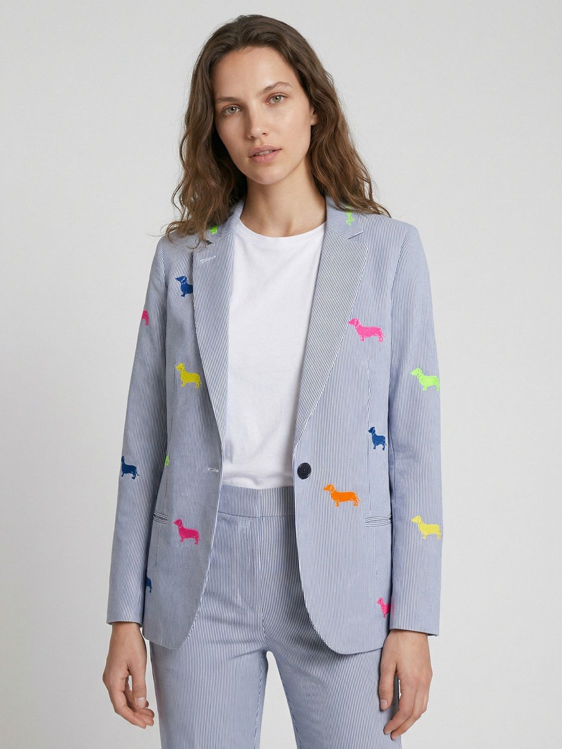 Veste rayée chiens fluos