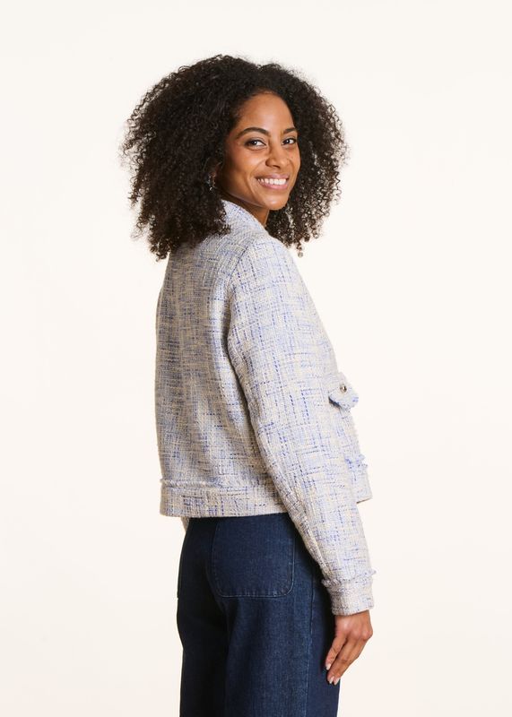 Veste droite bleue en tweed
