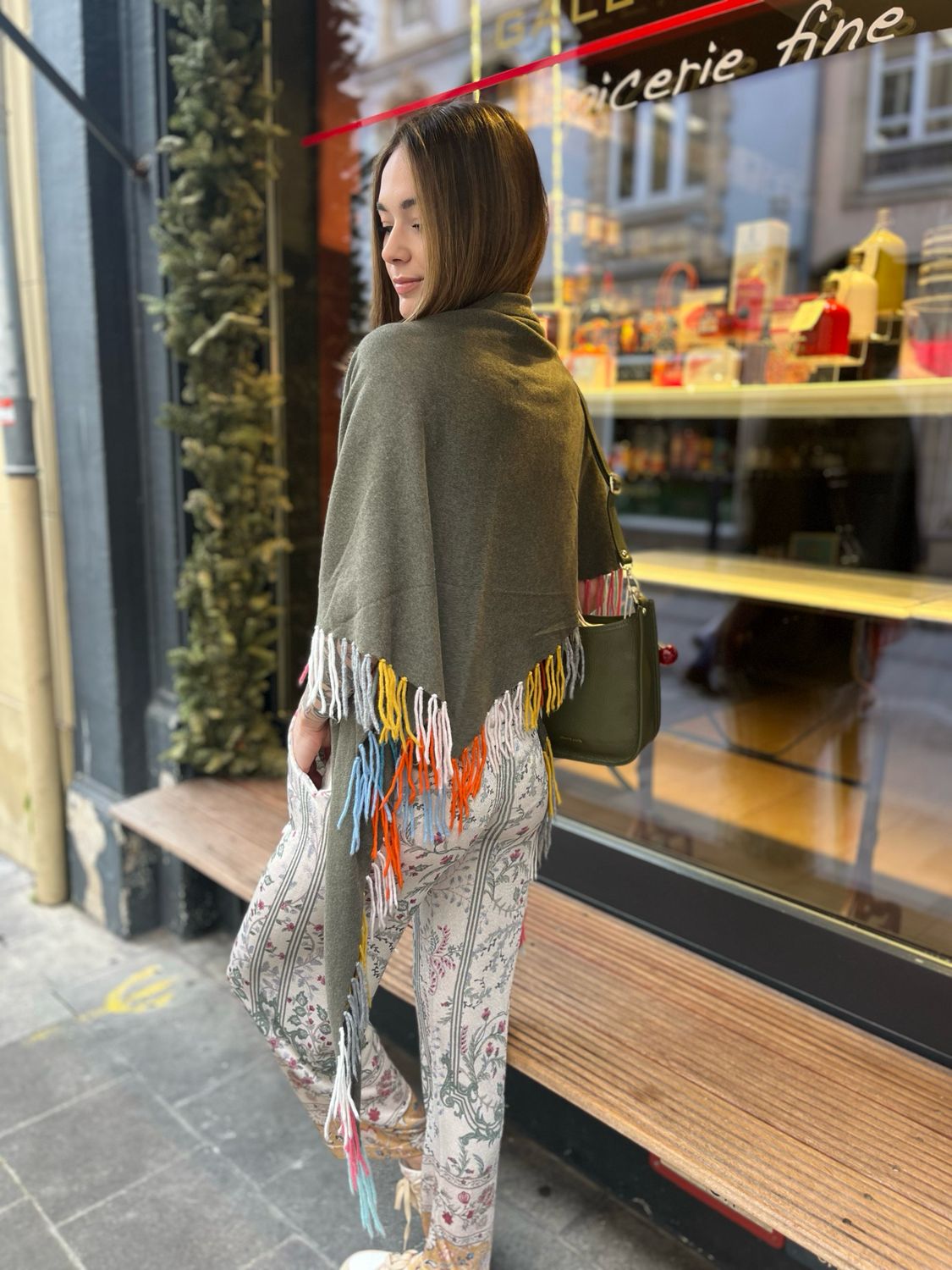 Châle cashmere à franges