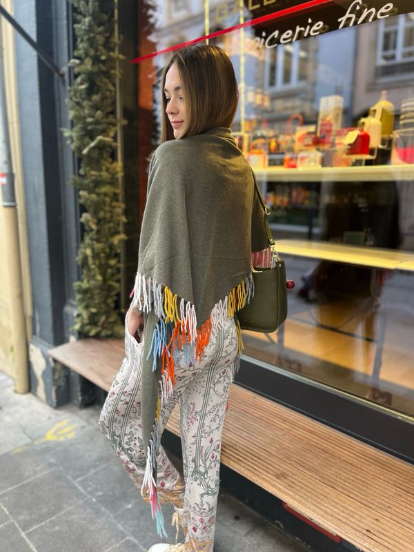 Châle cashmere à franges