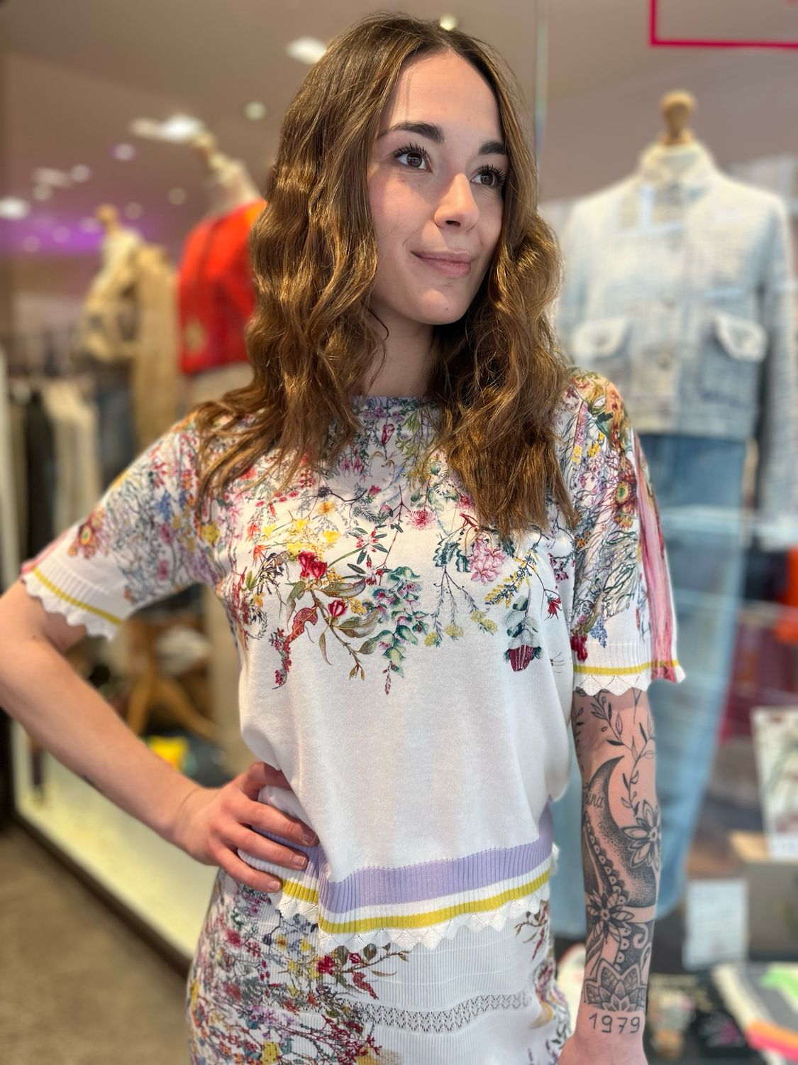 Top en maille imprimé floral