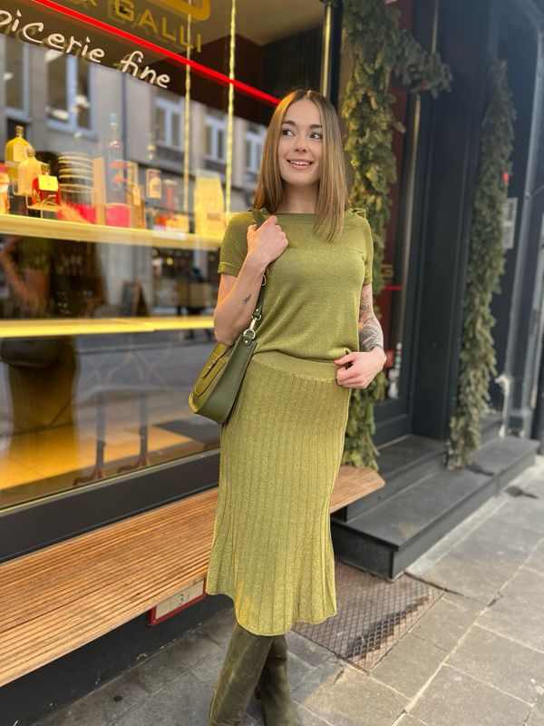 Top en maille lurex olive