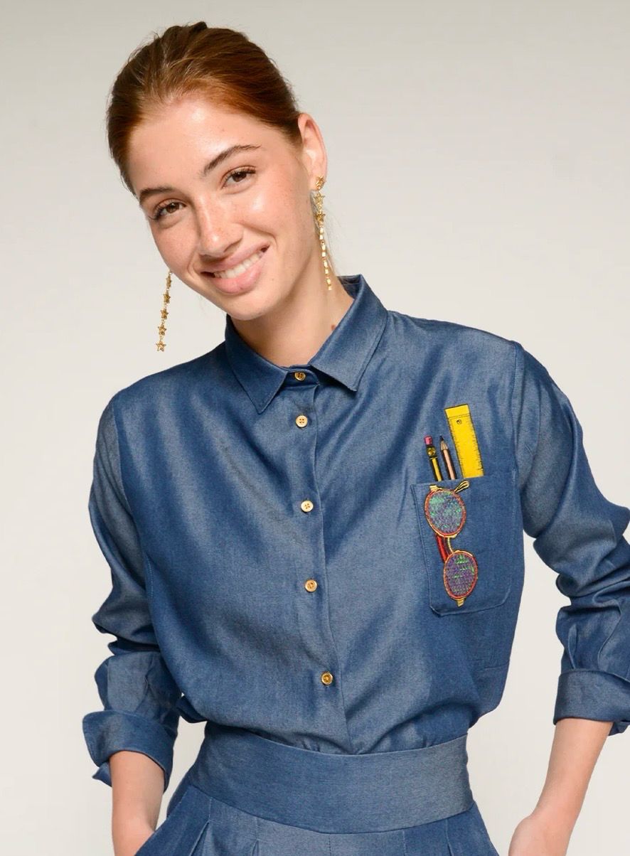 Chemise denim broderie