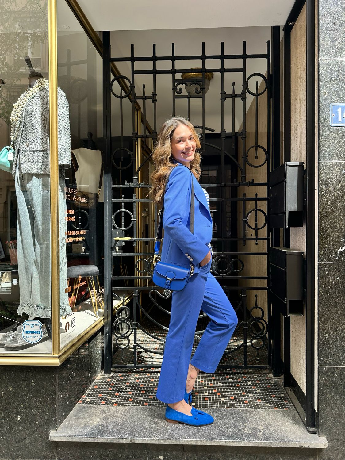 Pantalon droit bleu azur
