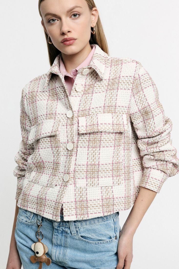 Veste courte tweed carreaux