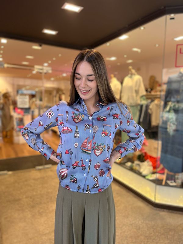 Chemise satinée imprimée