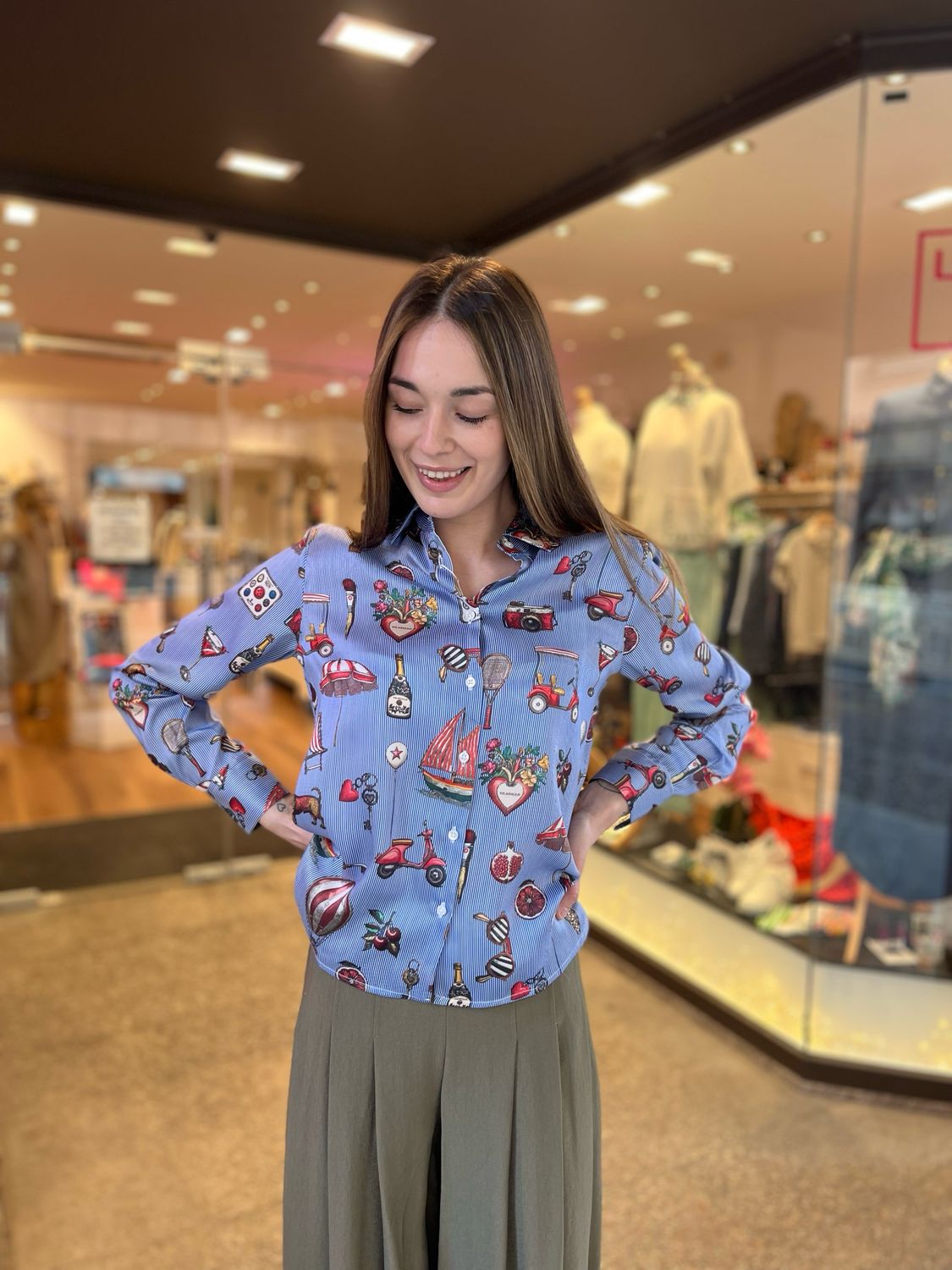 Chemise satinée imprimée