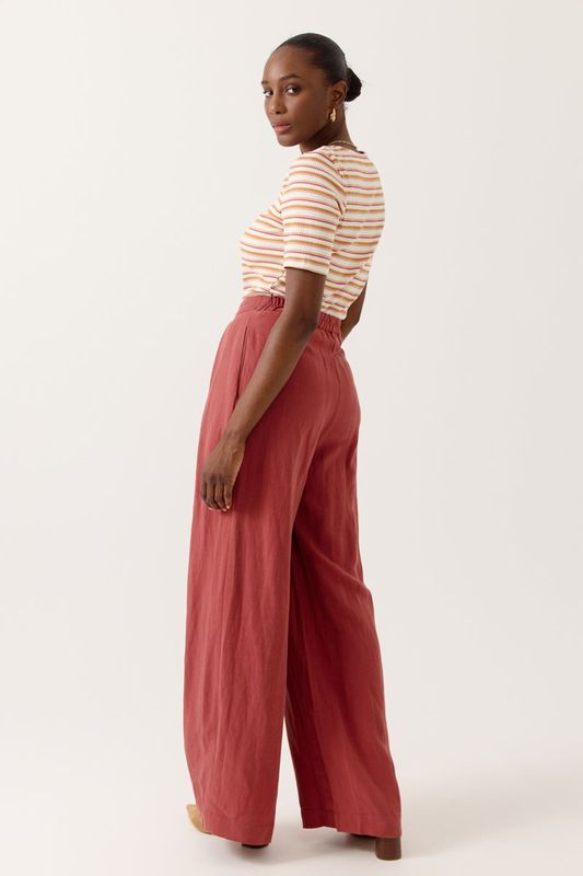 Pantalon en lin terracotta