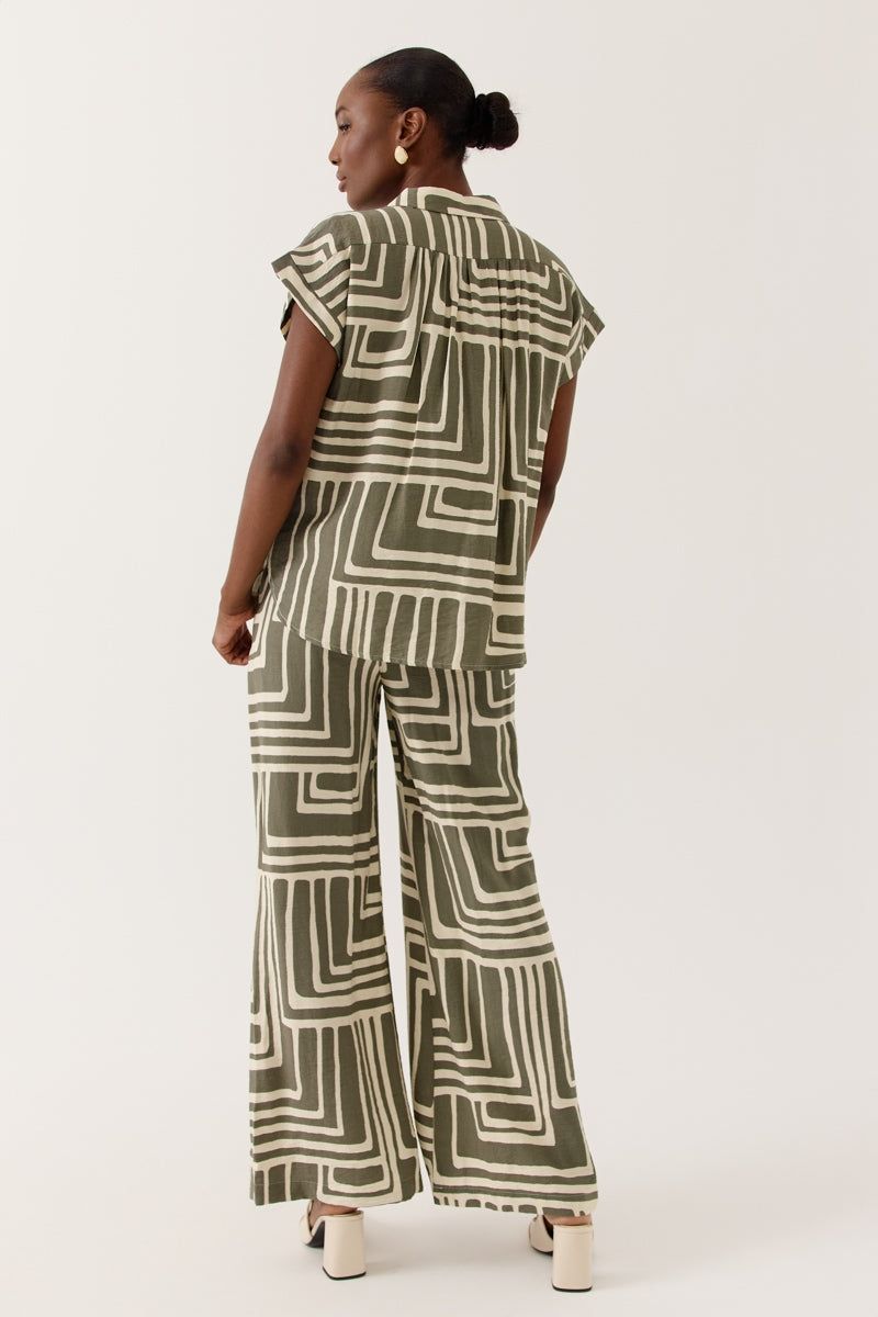 Pantalon fluide imprimé graphique