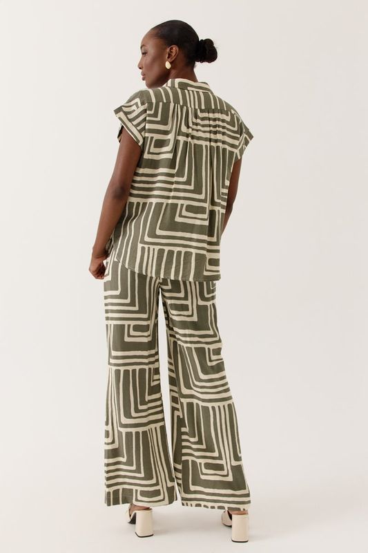 Pantalon fluide imprimé graphique