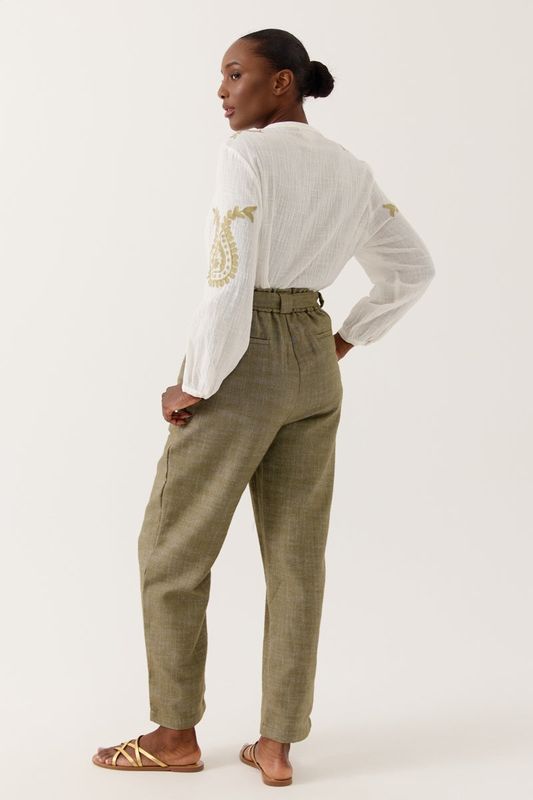 Pantalon en lin kaki