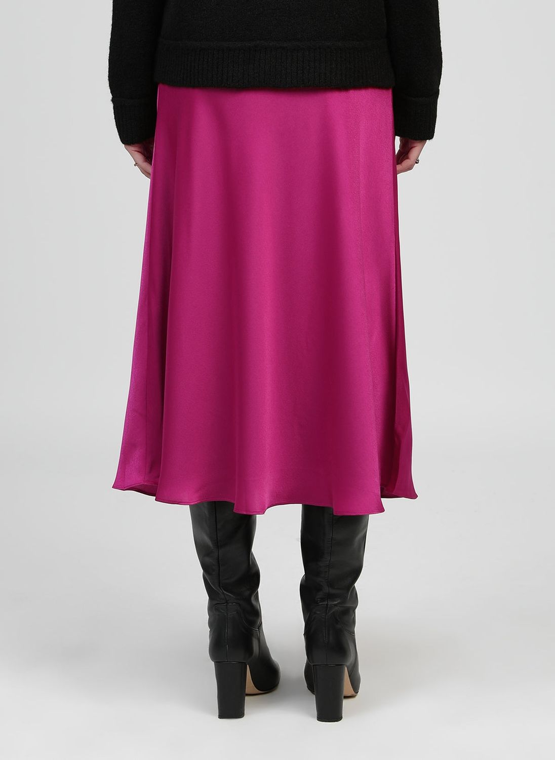 Jupe fluide satinée fuschia