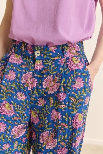 Pantalon coton fleuri