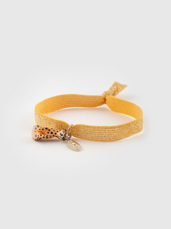 Bracelet twistband élastique doré léopard