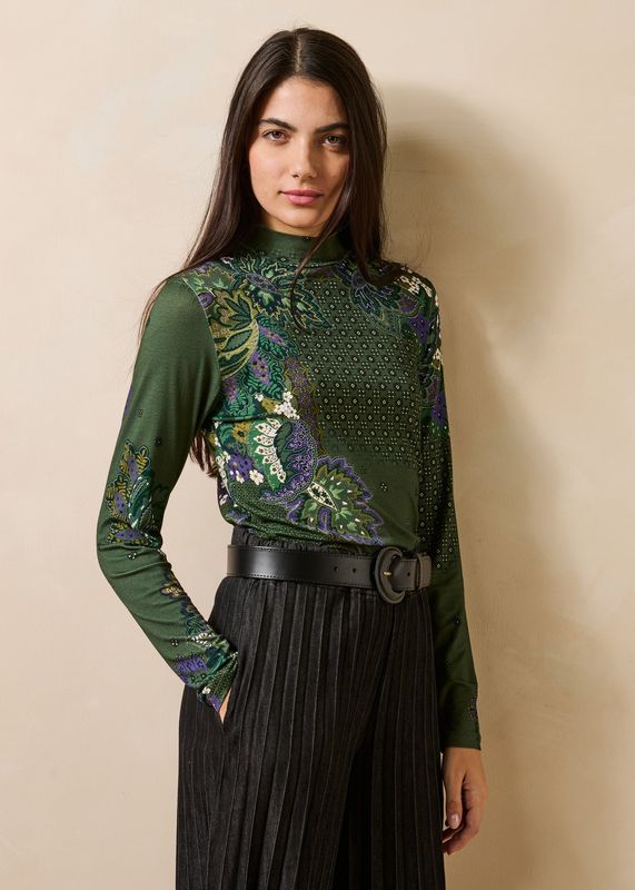 Top col montant jersey imprimé