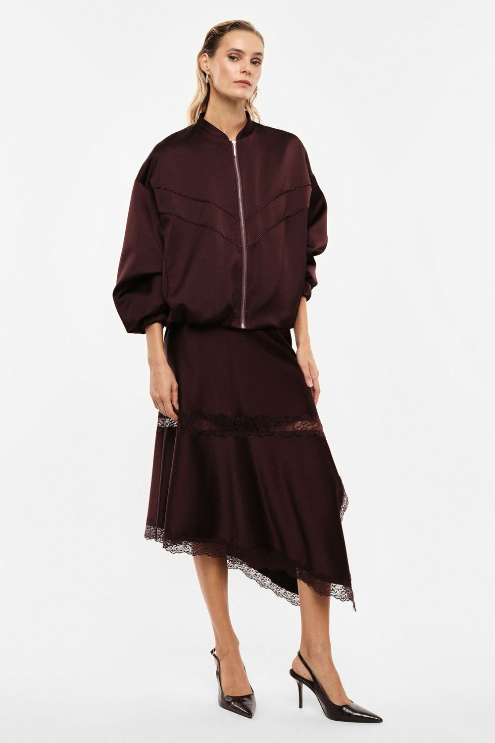 Jupe satin asymétrique