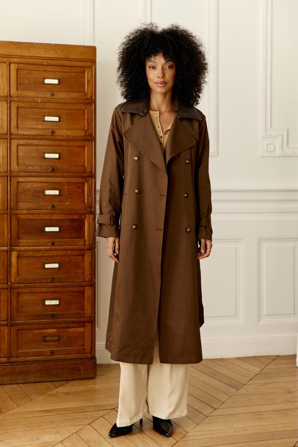 Trench-coat midi