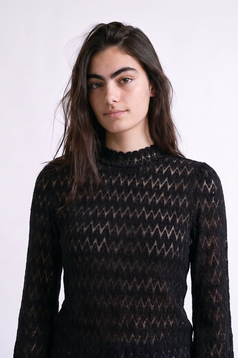 Blouse en maille velours ajourée