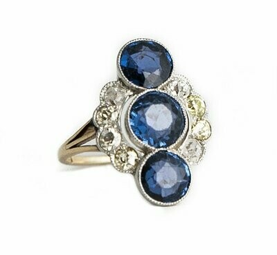 Art Nouveau Sapphire and Diamond Ring