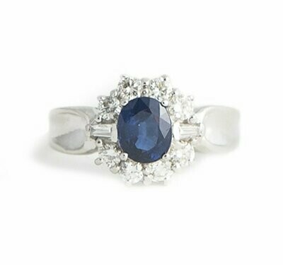Vintage Sapphire Diamond and Platinum Ring