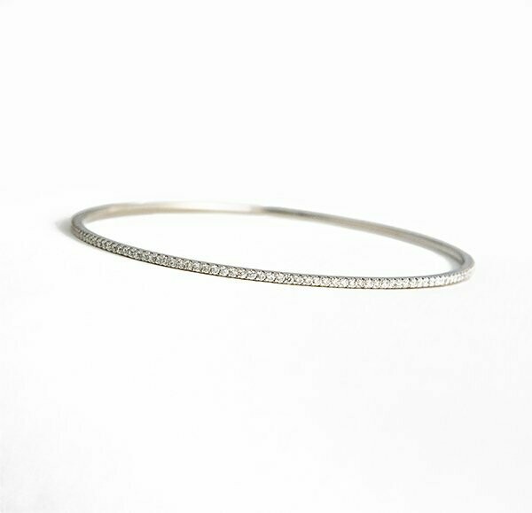 Delicate 18K White Gold Diamond Bangle