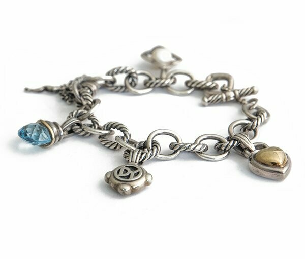 David Yurman Gold and Silver Charm Bracelet