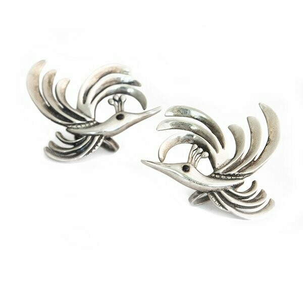Vintage Antonio Panetta Mythical Bird Screw Back Earrings