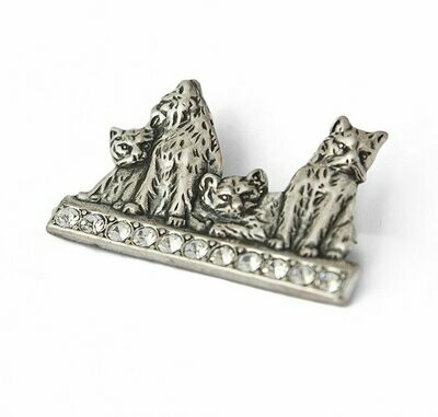 Sterling Silver Swarovski Crystal Cat Pin
