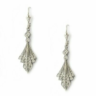 Sterling Silver Swarovski Crystal Art Deco Style Earrings