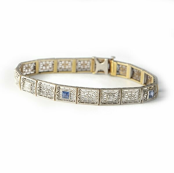 Art Deco Filigree Diamond Bracelet.
