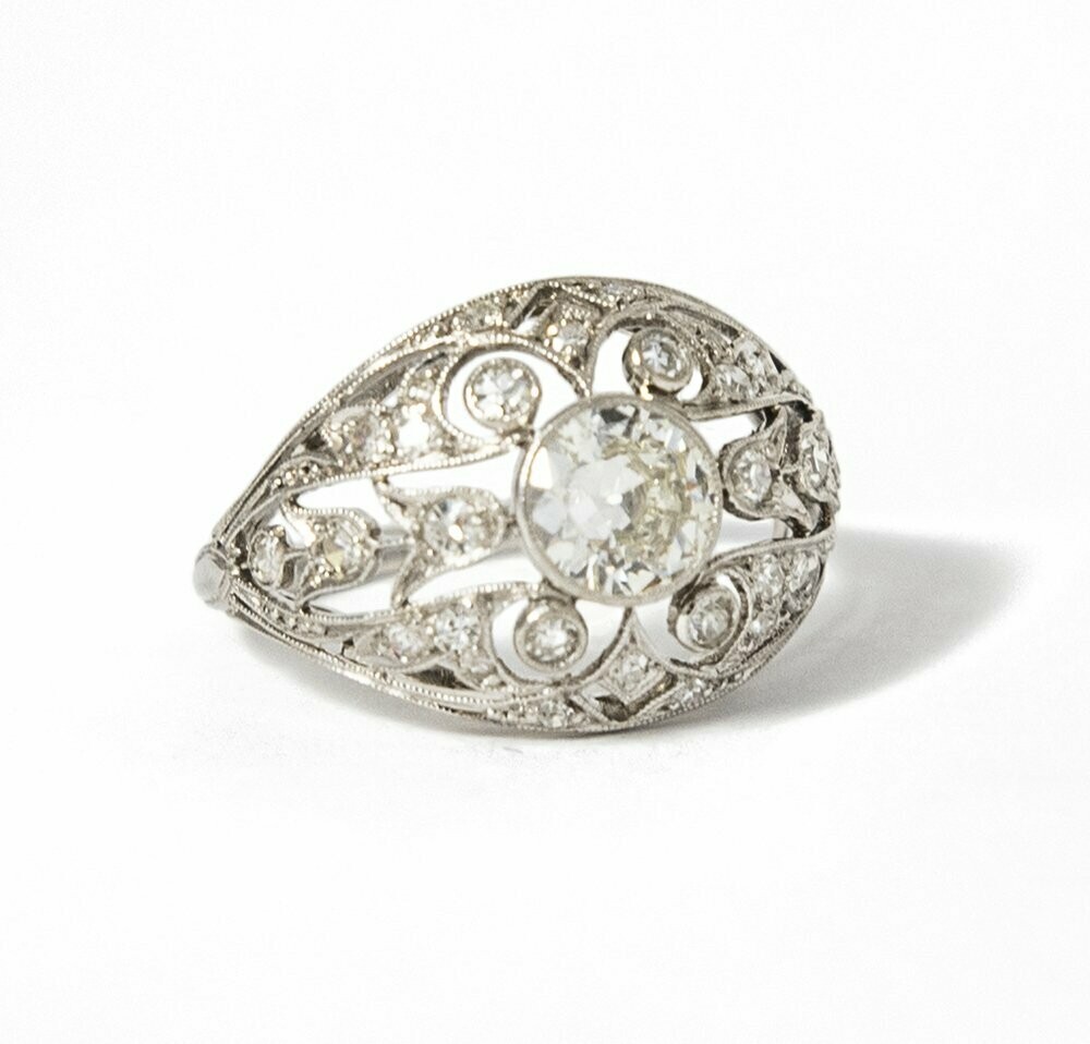 Art Deco Diamond & Platinum Dome Ring