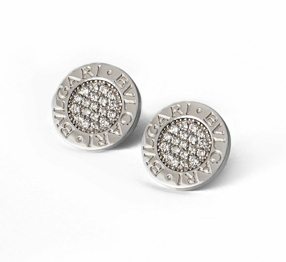 Bvlgari Bvlgari 18K White Gold and Diamond Earrings