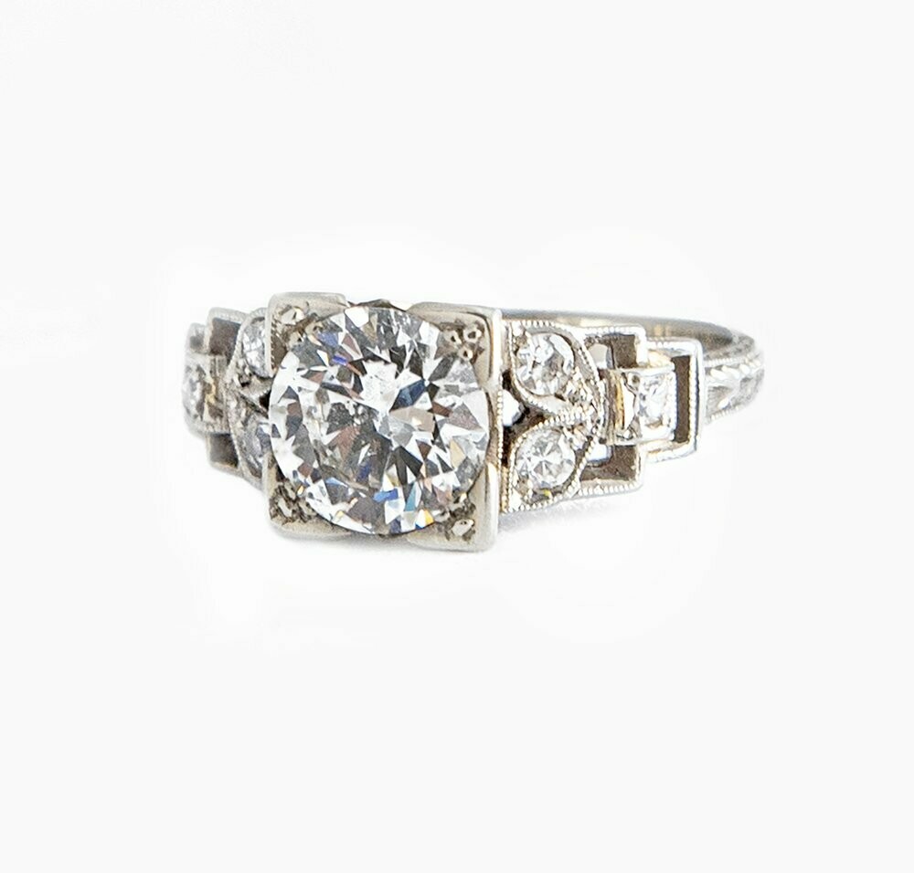 Art Deco 1.42CT Diamond Ring- F SI2