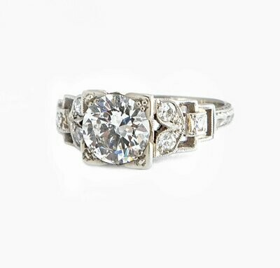 Art Deco 1.42CT Diamond Ring- F SI2