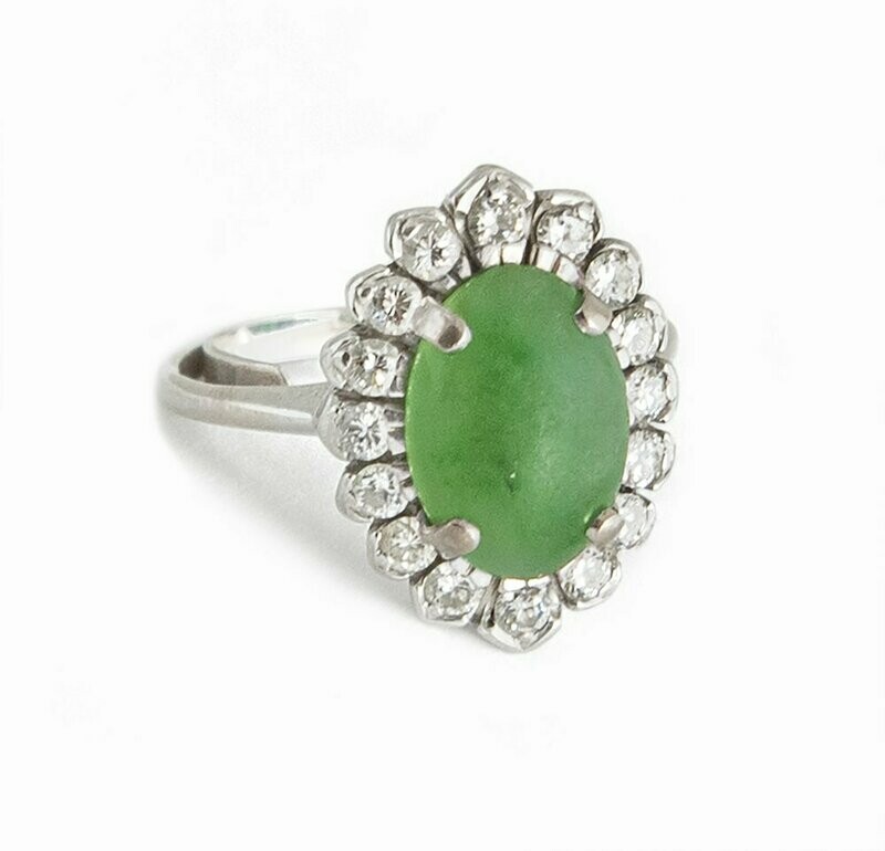 White Gold Jade & Diamond Ring White Gold Jade & Diamond Ring