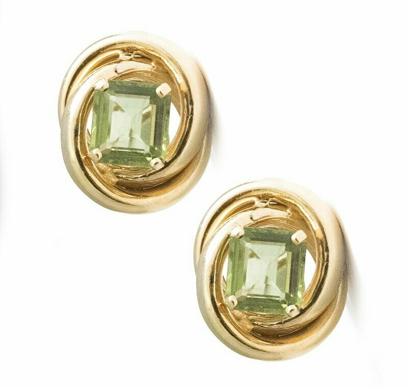 Italian 18K Peridot Love Knot Earrings