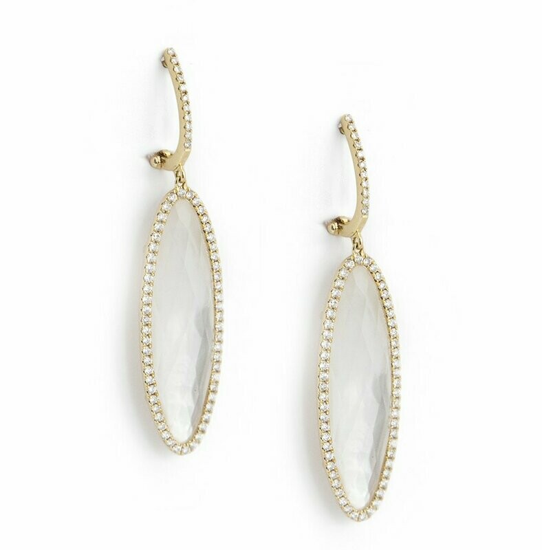 18kt Yellow Gold Diamond Mother of Pearl Earring. 18kt Yellow Gold Diamond Mother of Pearl Earring.