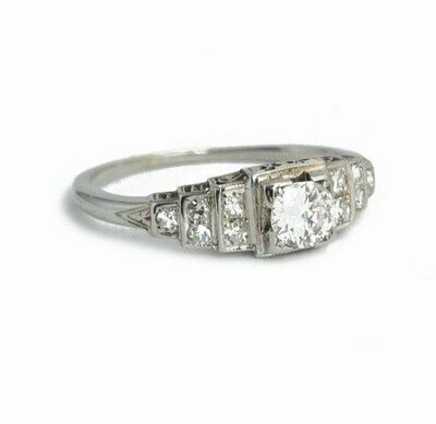 Art Deco White Gold Diamond Ring.