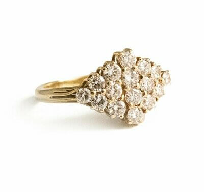 18kt Yellow Gold Diamond Pave Ring. - 1.30cts F,G -SI.