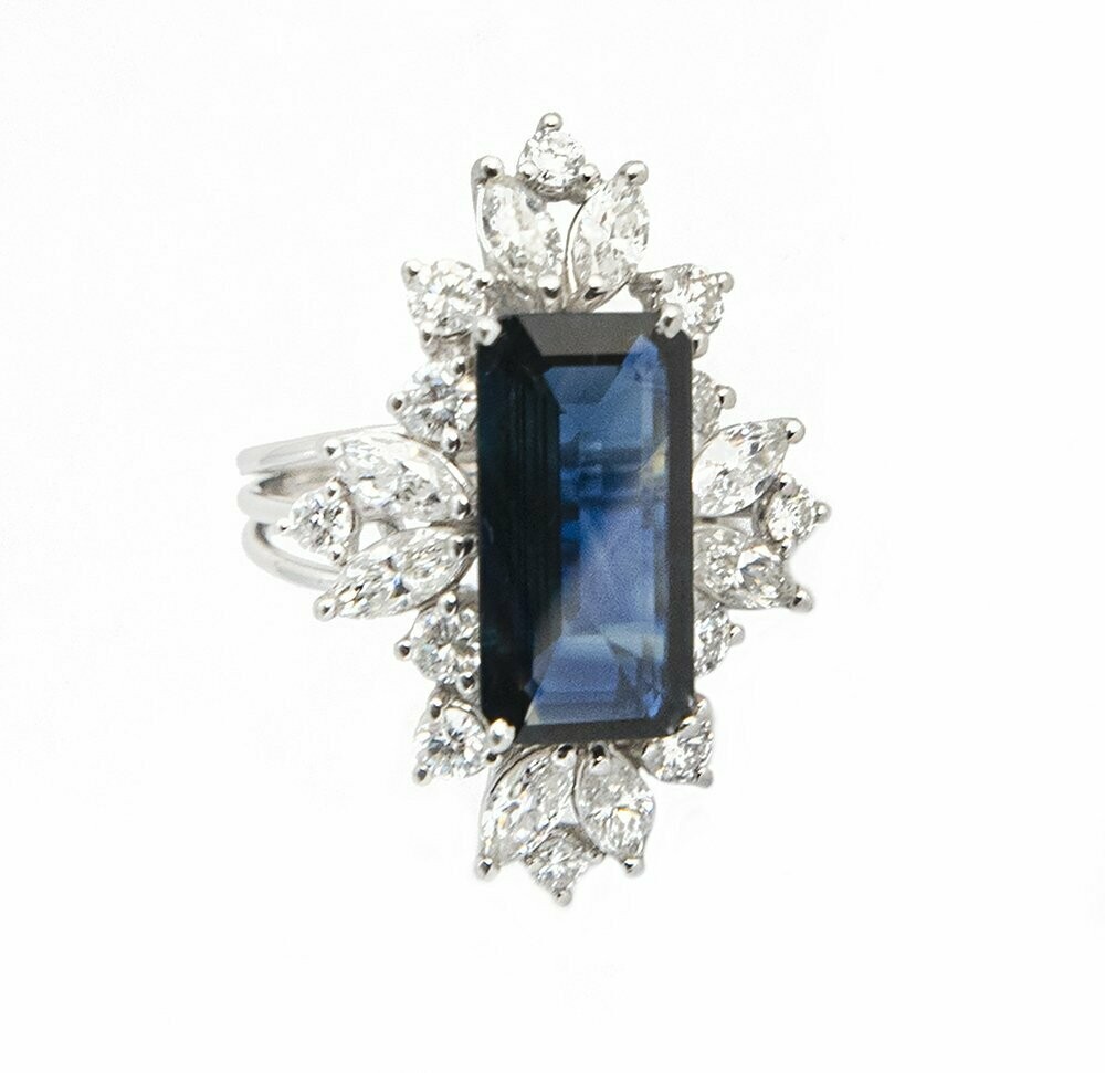 Custom made Sapphire Diamond and Platinum Ring.