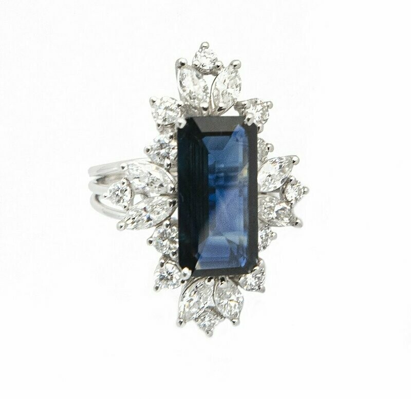 Custom made Sapphire Diamond and Platinum Ring. Custom made Sapphire Diamond and Platinum Ring.