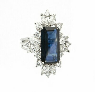 Custom made Sapphire Diamond and Platinum Ring.