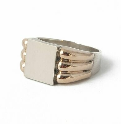 French Retro Gold and Silver Men's Ring