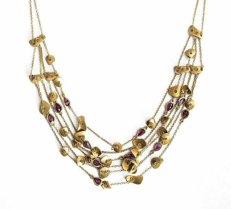 18Kt. Yellow Gold Garnet Custom Made Necklace 18Kt. Yellow Gold Garnet Custom Made Necklace