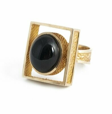 Custom Made 14kt Gold and Onyx Ring