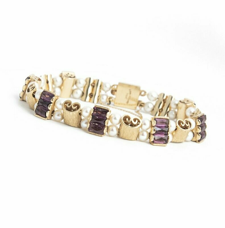 Vintage Lucien Piccard 14kt. Yellow Gold Pearl Bracelet Vintage Lucien Piccard 14kt. Yellow Gold Pearl Bracelet