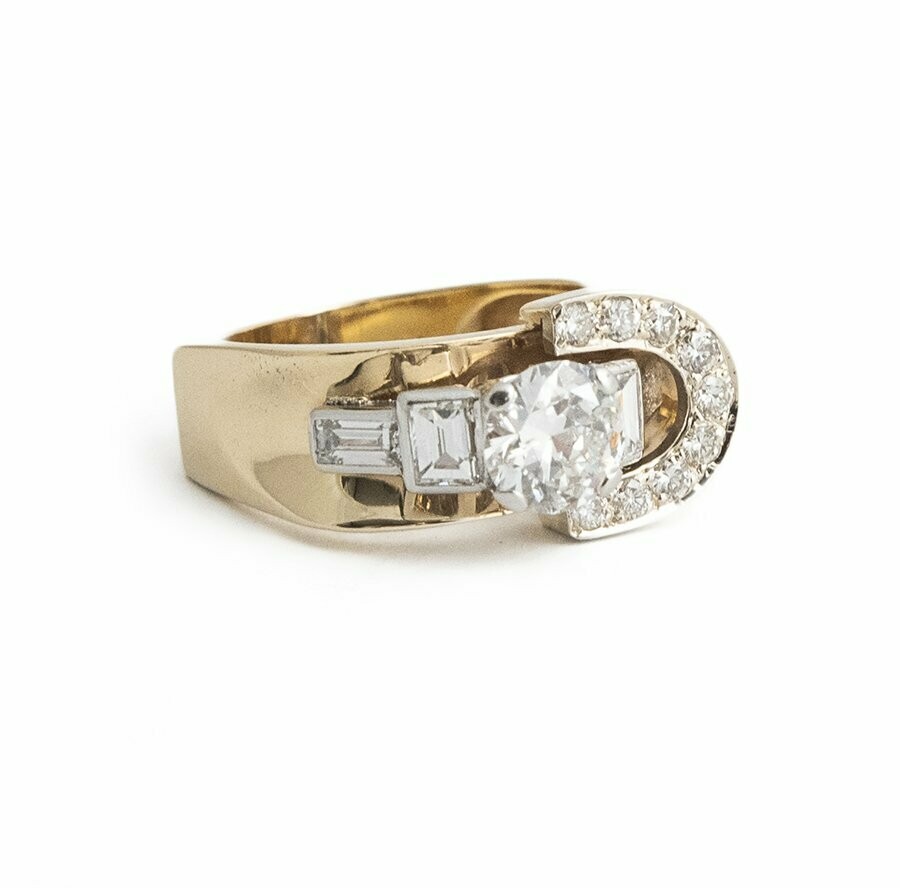 Vintage Custom Made Retro 14kt. 2.49 tw. Natural Diamond Ring.