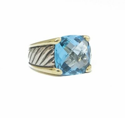 David Yurman 18 kt. Gold and Silver Blue Topaz Ring