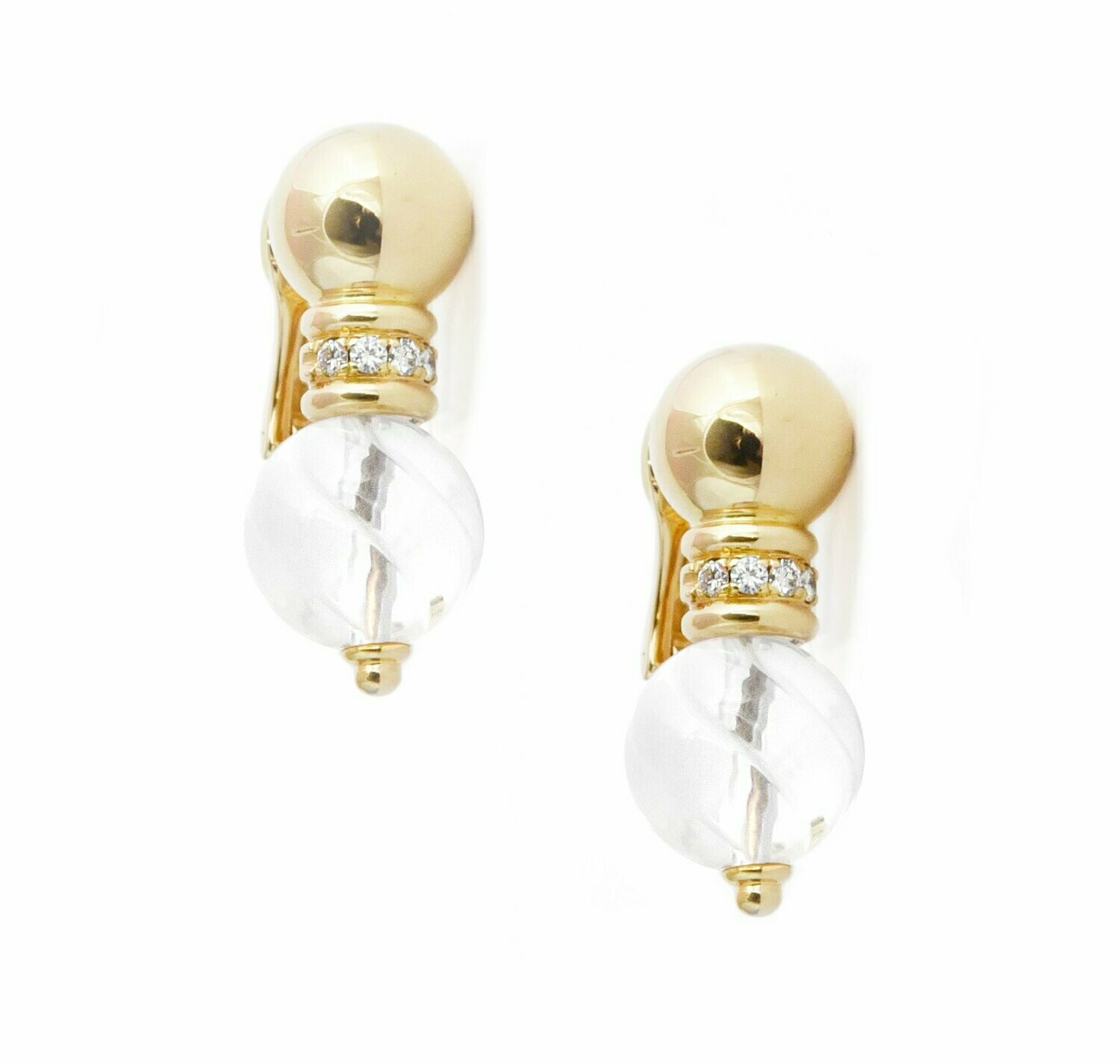 Boucheron Rock Crystal Diamond Gold Earrings.